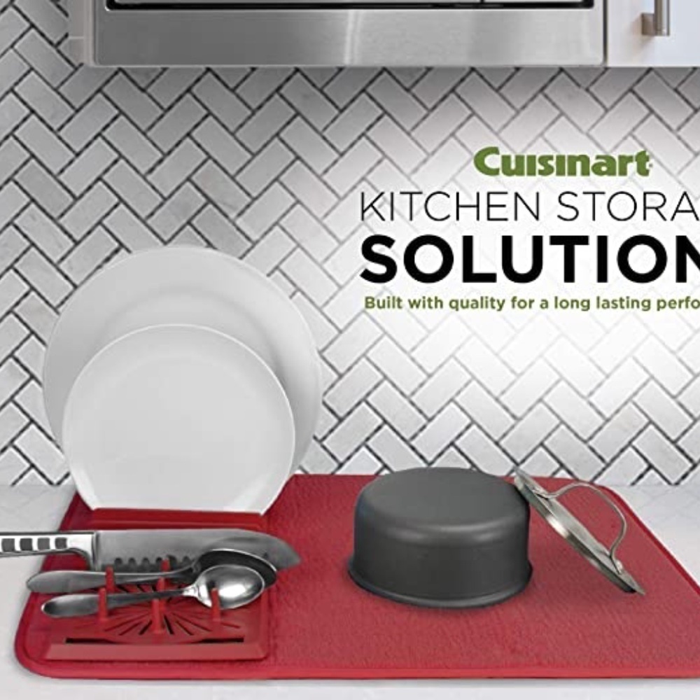 CUISINART Dish Drying Mat with 6 Slot Red